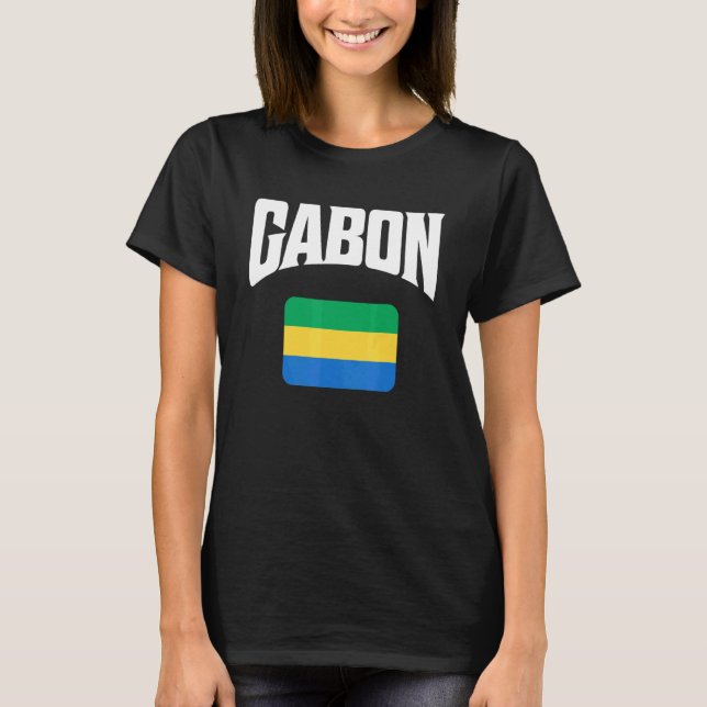 Gabon Flagga T Shirt (Framsida)