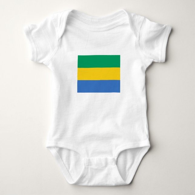Gabon Flagga T Shirt (Framsida)