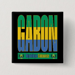Gabon Flagga-textdesign Knapp