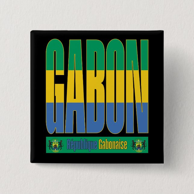 Gabon Flagga-textdesign Knapp (Framsida)