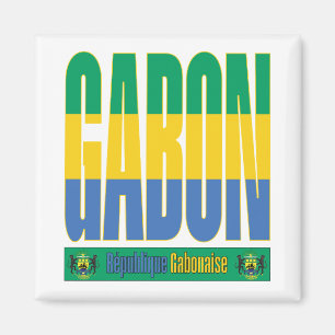 Gabon Flagga-textdesign Magnet