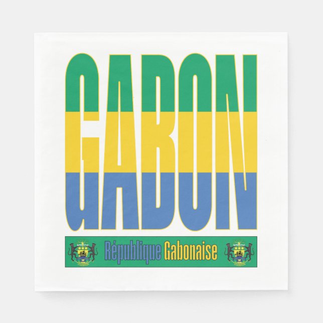 Gabon Flagga-textdesign Pappersservett (Framsidan)