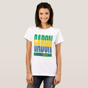 Gabon Flagga-textdesign T Shirt