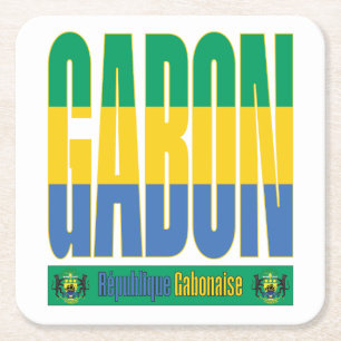 Gabon Flagga-textdesign Underlägg Papper Kvadrat