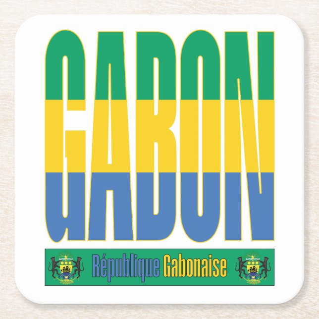 Gabon Flagga-textdesign Underlägg Papper Kvadrat (Framsidan)