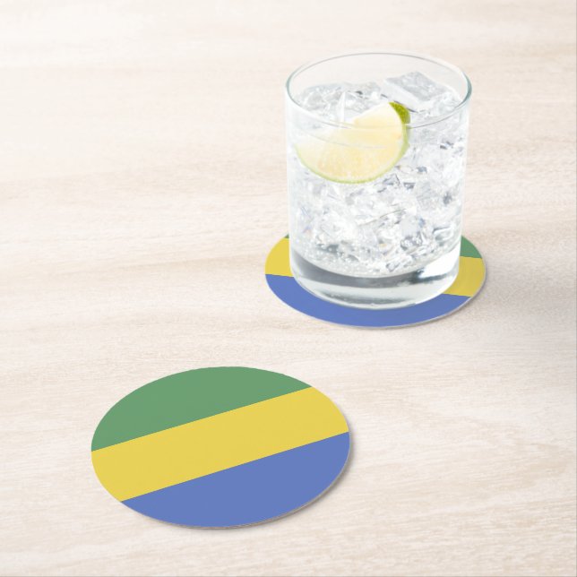 Gabon flagga underlägg papper rund (Insitu)