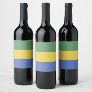 Gabon flagga vinflaska etikett