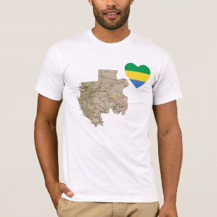 Gabon flaggahjärta och kartaT-tröja T Shirt