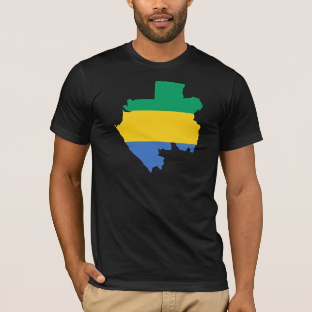 Gabon flaggakarta GA Tee (Framsida)