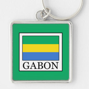 Gabon Fyrkantig Silverfärgad Nyckelring