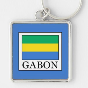 Gabon Fyrkantig Silverfärgad Nyckelring