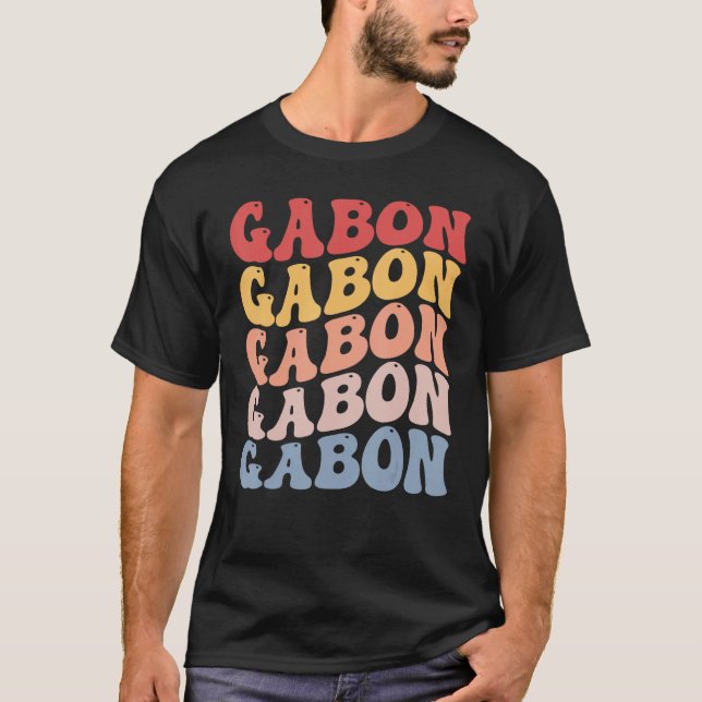 Gabon Groovy Retro Gabonese T Shirt (Framsida)