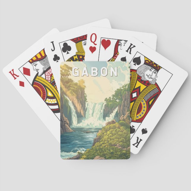 Gabon Illustration Travel Art Vintage Casinokort (Baksidan)
