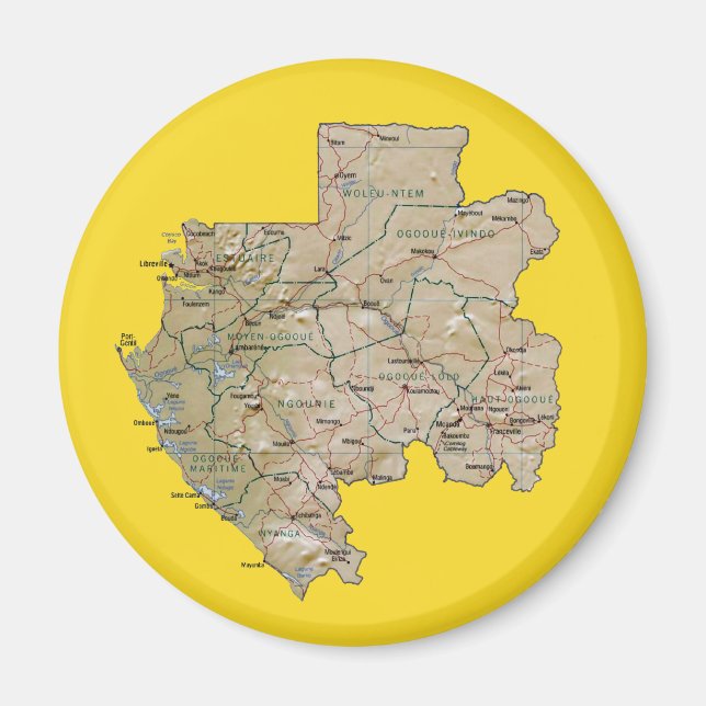 Gabon Karta Magnet (Framsidan)