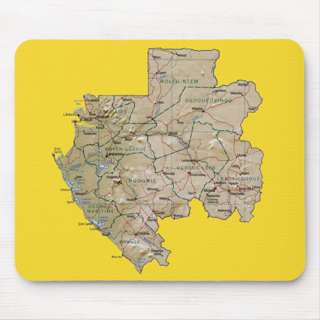 Gabon karta Mousepad Musmatta (Framsidan)