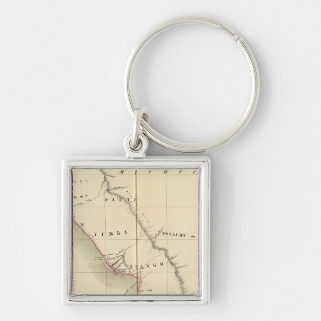 Gabon, Kongo 38 Fyrkantig Silverfärgad Nyckelring (Framsidan)