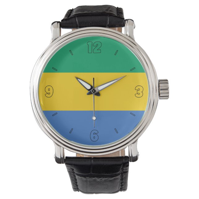 Gabon National Flagga Patriotic Armbandsur (Framsida)
