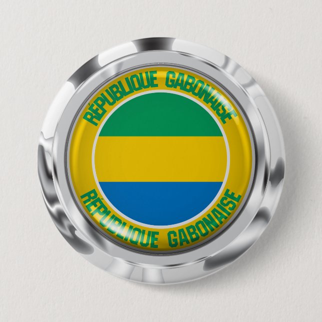 Gabon Round Emblem Knapp (Framsida)