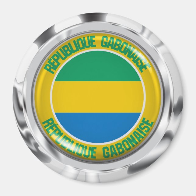 Gabon Round Emblem Magnet (Framsidan)