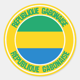 Gabon Round Emblem Runt Klistermärke