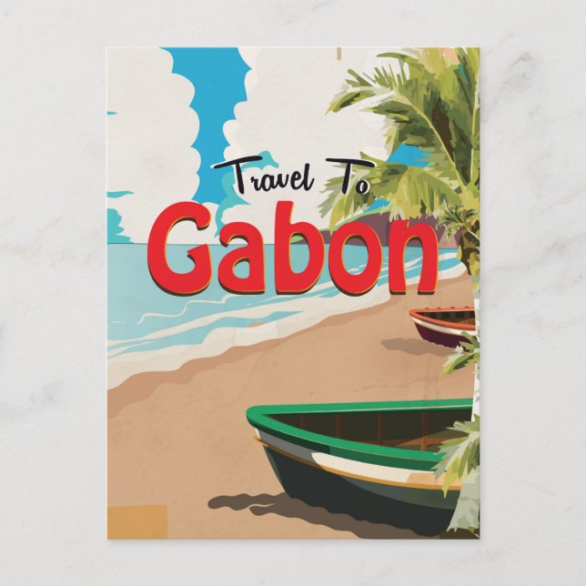 Gabon vintage resemappaffisch vykort (Framsida)