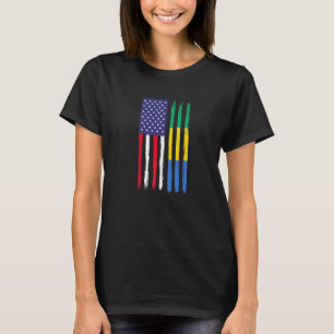 Gabonese Roots Halamerikanska Flagga Patriotic Gab T Shirt