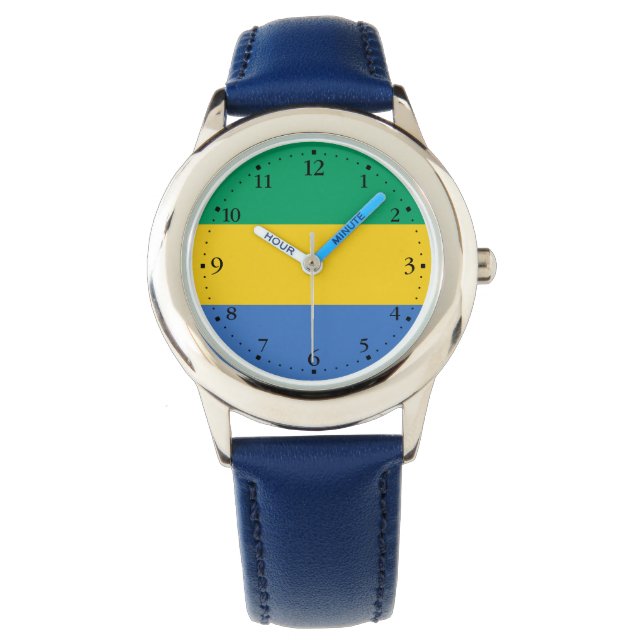 Gabons flagga armbandsur (Framsida)
