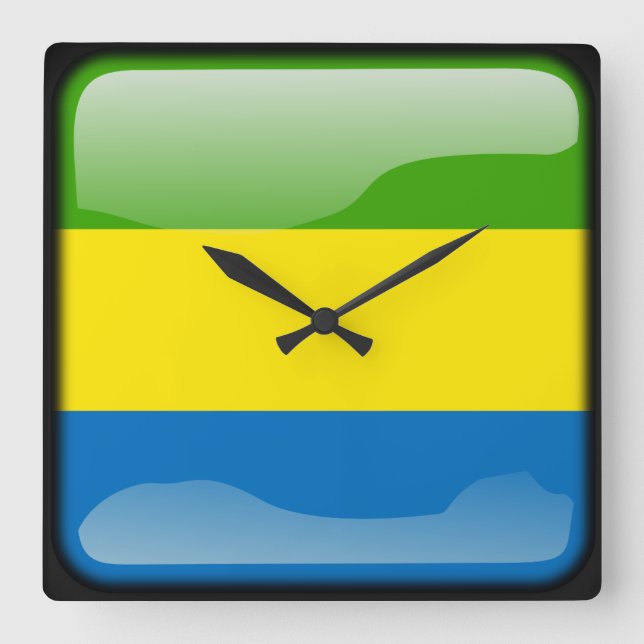 Gabons flagga fyrkantig klocka (Framsida)