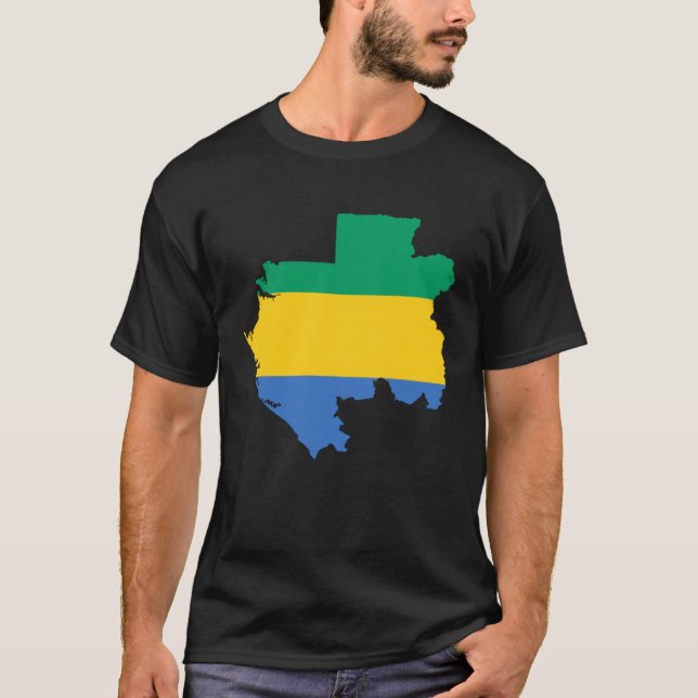 Gabons flagga Karta T Shirt (Framsida)