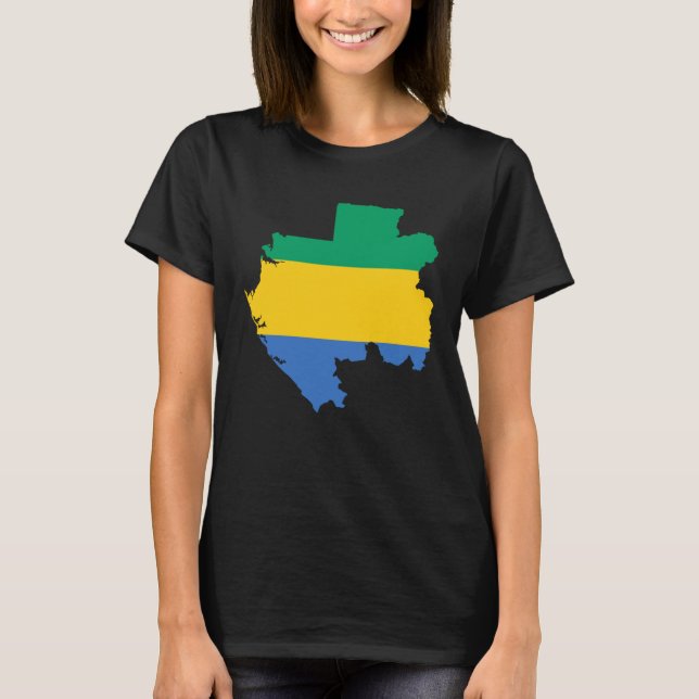 Gabons flagga Karta T Shirt (Framsida)