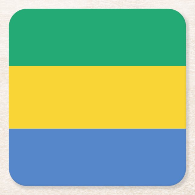 Gabons flagga underlägg papper kvadrat (Framsidan)