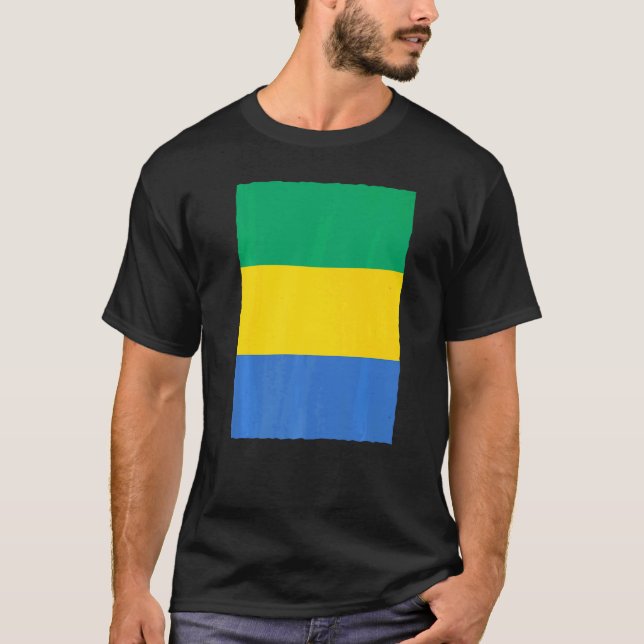 Gabons nationella Flagga T Shirt (Framsida)