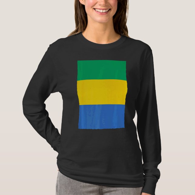 Gabons nationella Flagga T Shirt (Framsida)