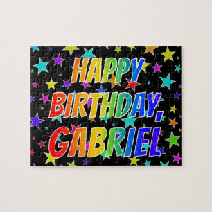 ’GABRIEL’ First Namn, Roligt ’GRATTIS PÅ FÖDELSEDA Pussel