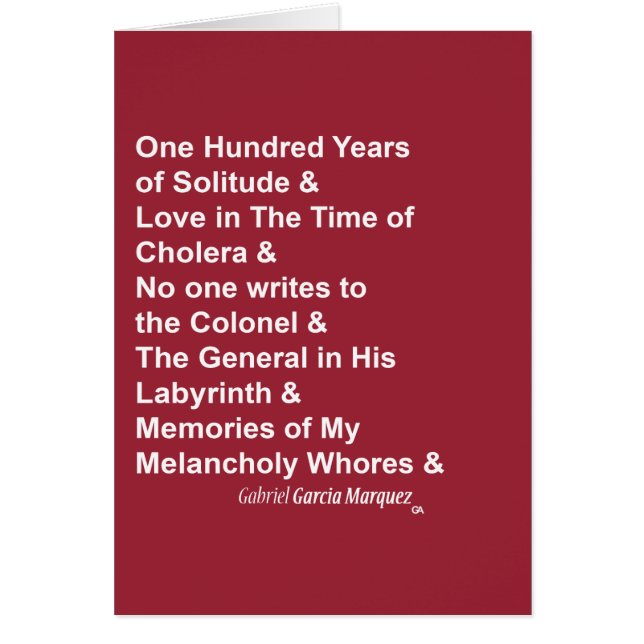 Gabriel Garcia Marquez Hälsningskort (Framsidan)