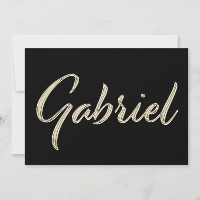 Gabriel Name white gold Handwriting Karte Kort (Framsida)
