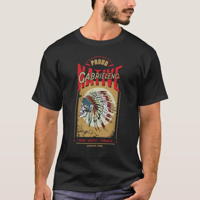 Gabrieleno Native Indian Warrior Tribe Pr T Shirt (Framsida)