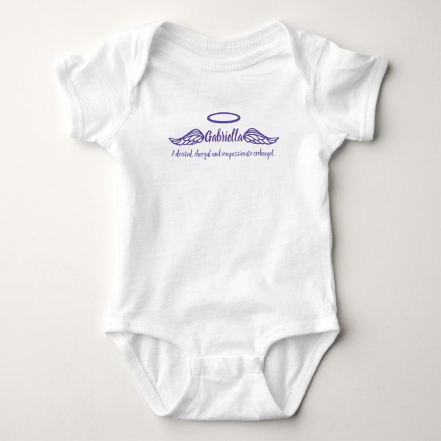 Gabriella Flickor namn & betyder ängel vingar lila Tee Shirt (Framsida)