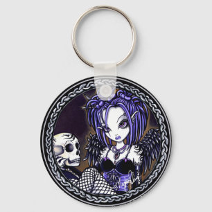 Gabriella Gothic Blue Skull Angel Keychain Nyckelring