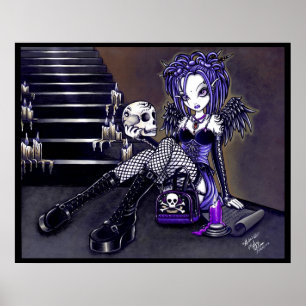 Gabriella Gothic Blue Skull Angel Poster