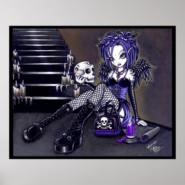 Gabriella Gothic Blue Skull Angel Poster (Framsidan)