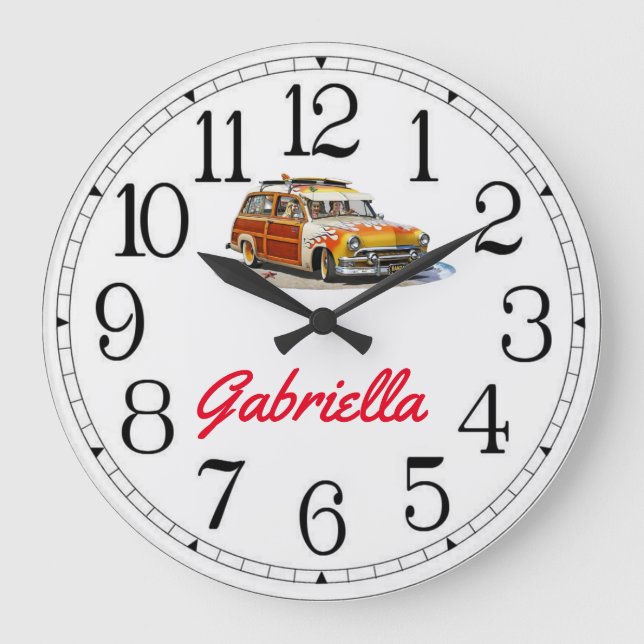 Gabriella's Surfer Girl Woody Large Clock Stor Klocka (Framsida)