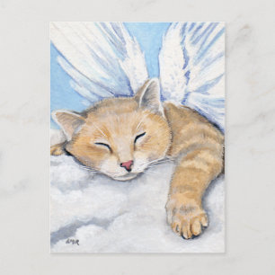 Gabrielle, Angel Cat in Clouds Painting Postcard Vykort
