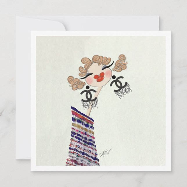 Gabrielle Coco är Illustration från Lycklig Mode Julkort (Framsida)