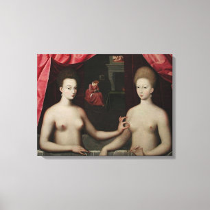 Gabrielle d'Estrées och en av hennes systrar Canvastryck