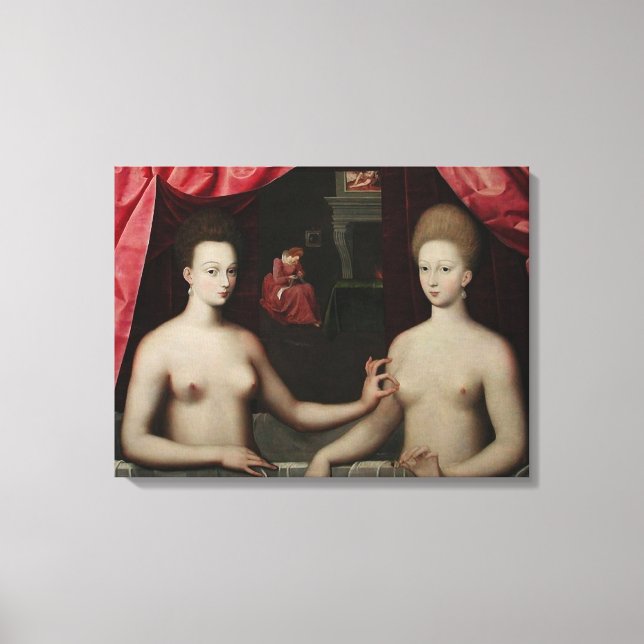 Gabrielle d'Estrées och en av hennes systrar Canvastryck (Framsida)