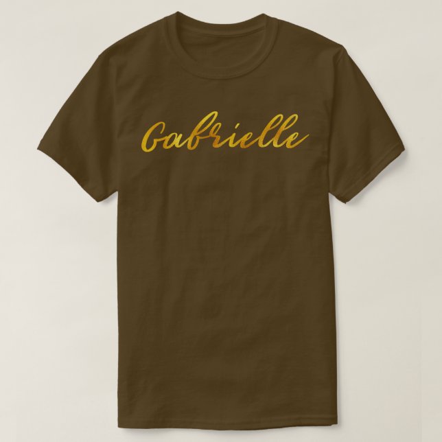 Gabrielle Namn Hand Lettering i Faux Guld Brev T Shirt (Design framsida)