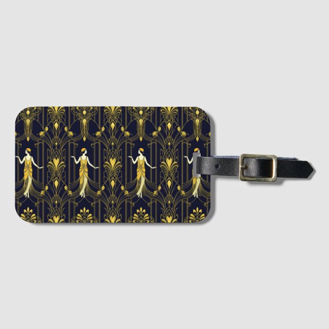 Gabsy gold and black decorative pattern bagagebricka (Framsida horisontal)