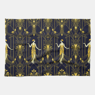 Gabsy gold and black decorative pattern kökshandduk