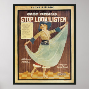 Gaby Deslys Stop! Kolla! Lyssna! Vintage Songbook Poster